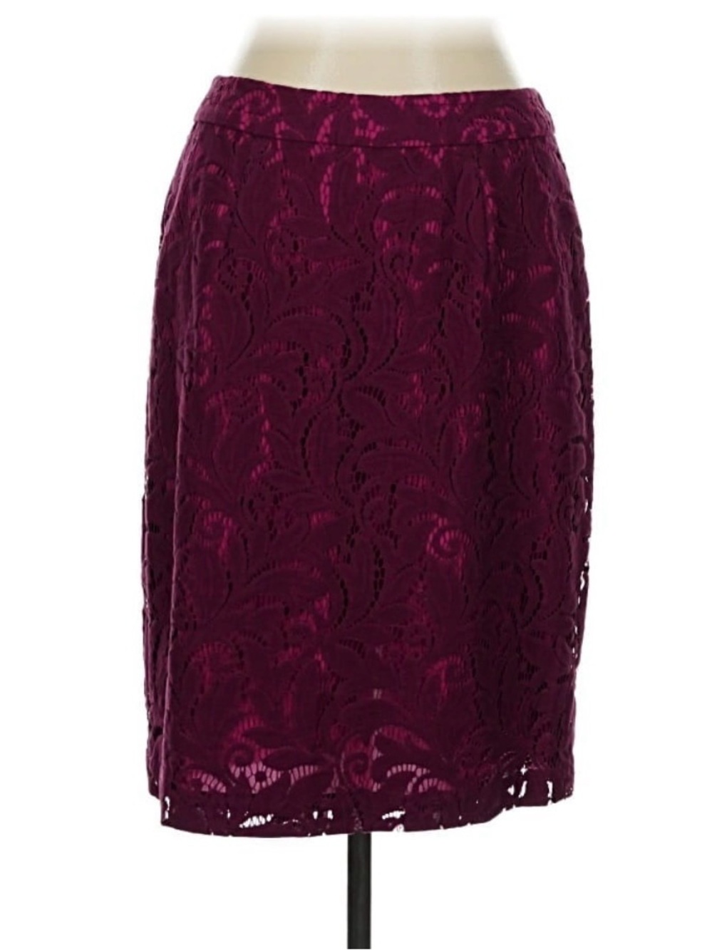 CAbi Burgundy Lace Pencil Skirt